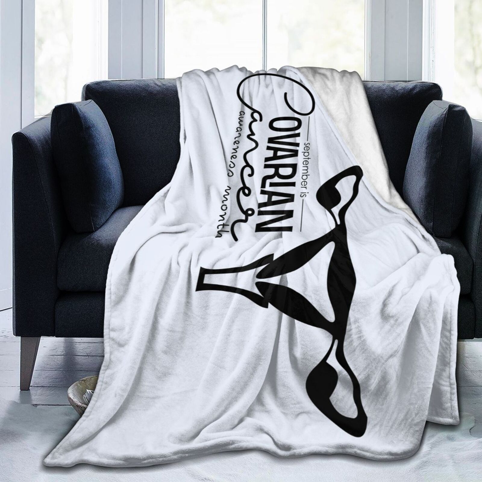 Ovarian Cancer Awareness Month Throw Blanket Soft Cozy Warm Durable