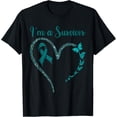 thumbnail image 1 of Ovarian Cancer Awareness Shirt, I’m A Survivor Teal Ribbon T-Shirt, 1 of 3