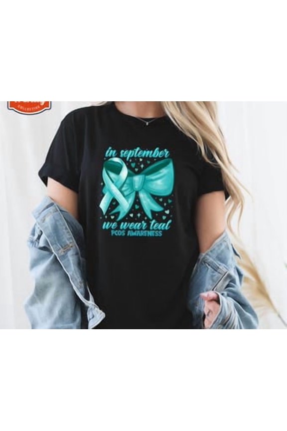 Ovarian Cancer Awareness Shirt, We Wear Teal, Ovarian Cancer Survivor Shirt, Teal Cancer Ribbon, Cancer Fighter Gift, Millitary Green Tshirt