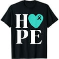 thumbnail image 1 of Ovarian Cancer Awareness Shirts Teal Ribbon Shirt Hope T-Shirt, 1 of 3