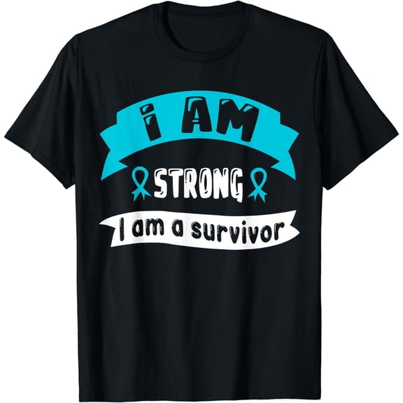 Ovarian Cancer I Am Strong I Am A, Survivor T-Shirt mens t hirt men，black，women，misfits，journey ，boys