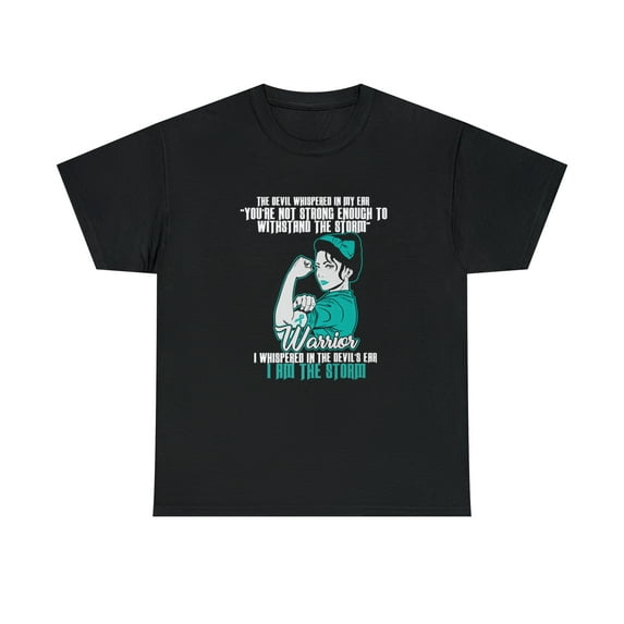 Ovarian Cancer Warrior Wife Teal Ribbon I Am The Storm T-Shirt