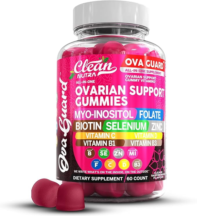 Ovarian Health Support | Myo-Inositol & D-Chiro Inositol Gummies | Folate Selenium Zinc Vitamin C D B1 B3 Maca Root Ashwagandha Choline Bitartrate Flax Seed Stinging Nettle N Acetyl Cysteine Clean