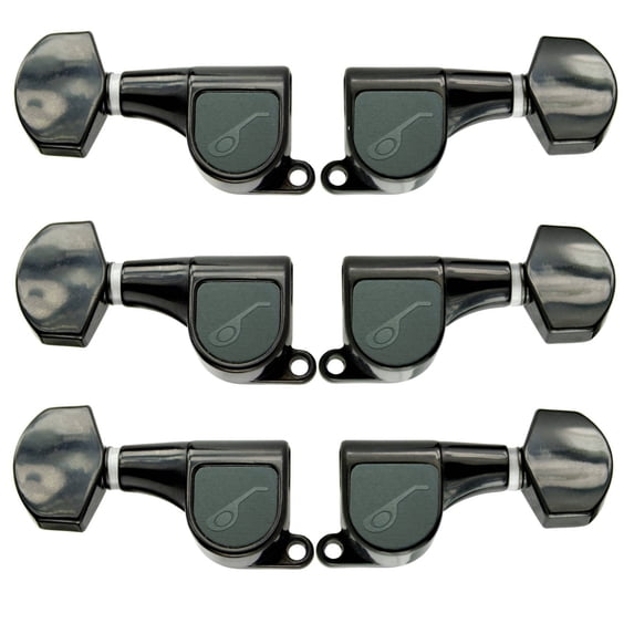 Ovation Black Guitar Tuning Machines Set, Small Pegs, 6 Units