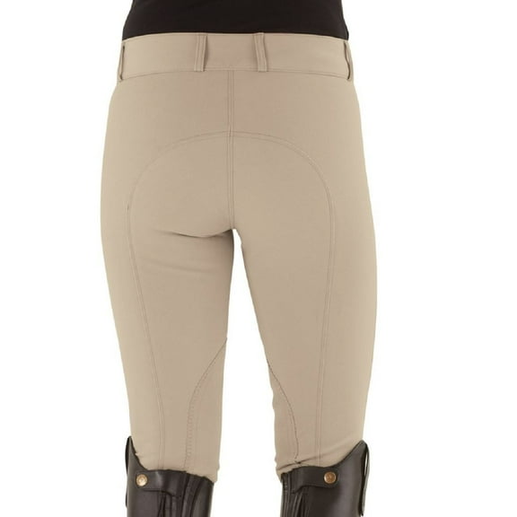 Ovation® Celebrity EuroWeave™ DX Euro Seat Front Zip Knee Patch Breeches – Ladies’ (Classic Show Tan, 26, Regular)