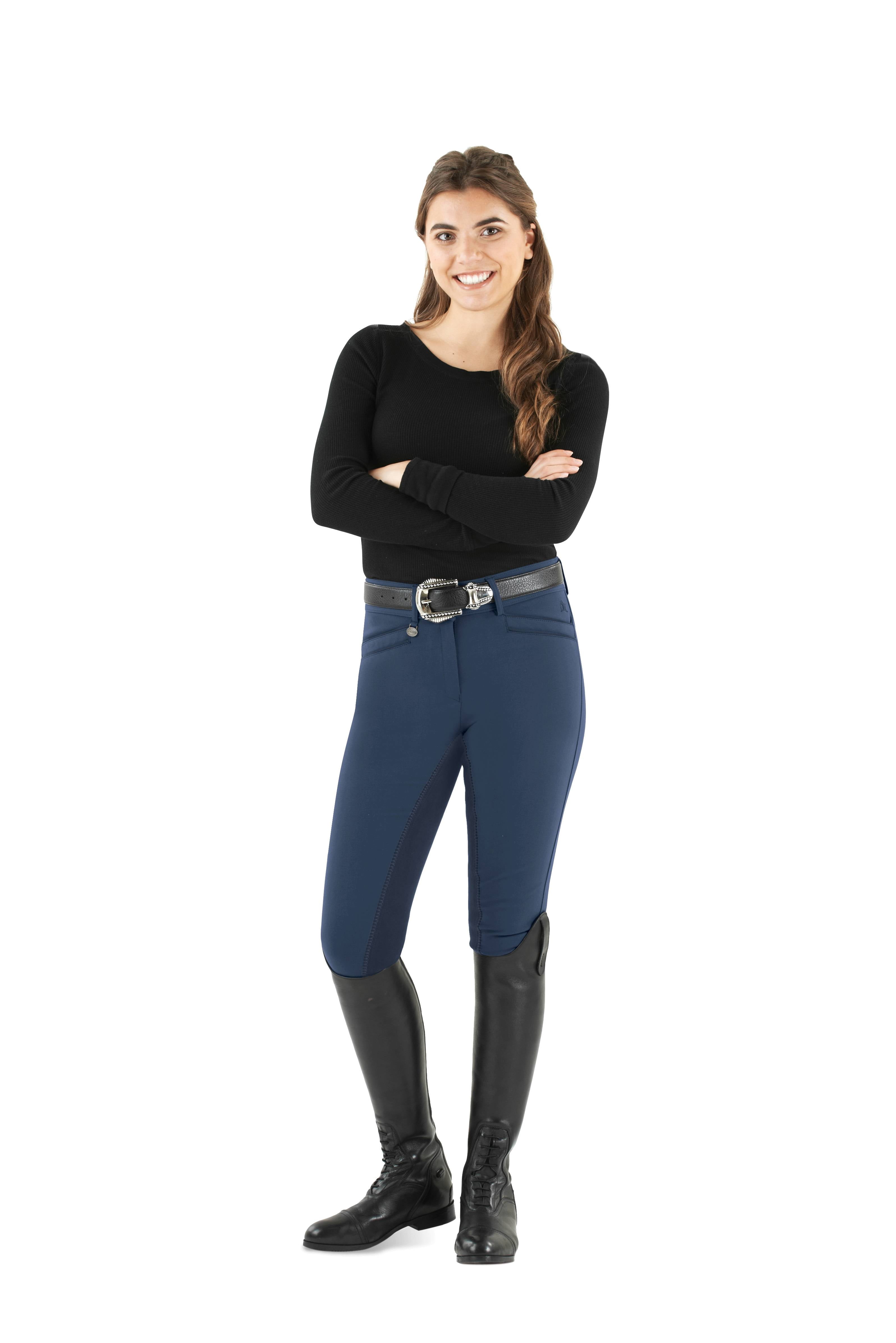 Ovation Euroweave Pantalon d'équitation tissé avec fermeture éclair avant 4 poches au genou pour homme Noir Taille 30 Regular