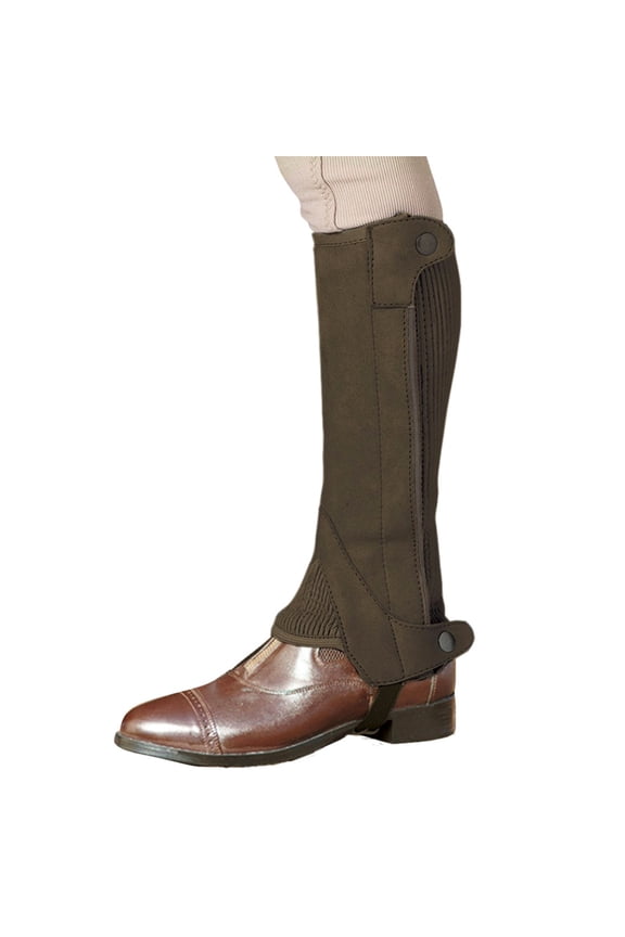 Child Elite Amara Half Horse Riding Chaps Ribbed Panel Dark Brown