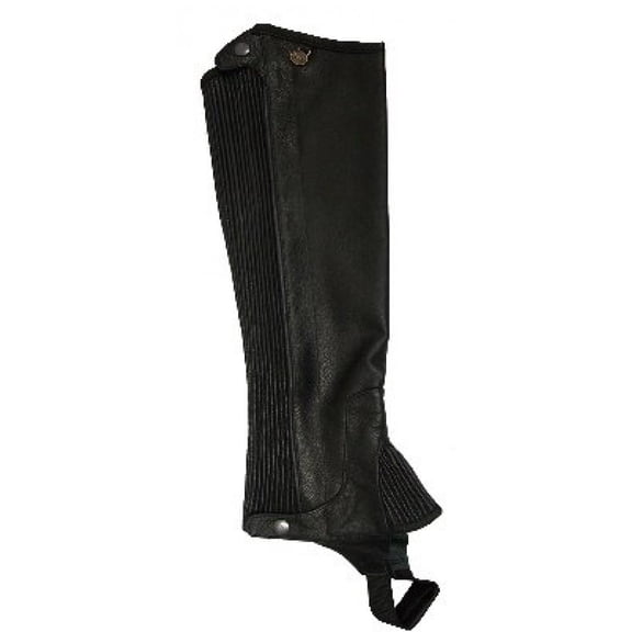 Ovation - Child Pro Top Grain Leather Half Chaps , Black/Black , 16-18