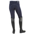 thumbnail image 1 of Ovation Euro Melange Knee Patch Breeches Indigo Denim-Knit Contrast Stitching, 1 of 2
