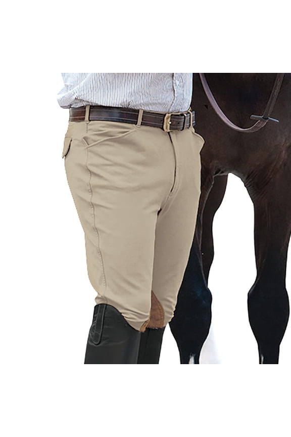 ® EuroWeave™ Front Zip 4-Pocket Knee Patch Breeches – Men’s (36, Classic Show Tan, Regular)