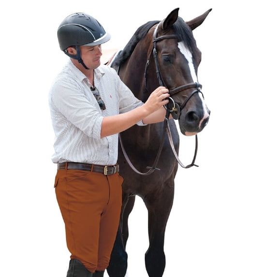 Ovation® EuroWeave™ Front Zip 4-Pocket Knee Patch Breeches – Men’s (42, Rust, Regular)