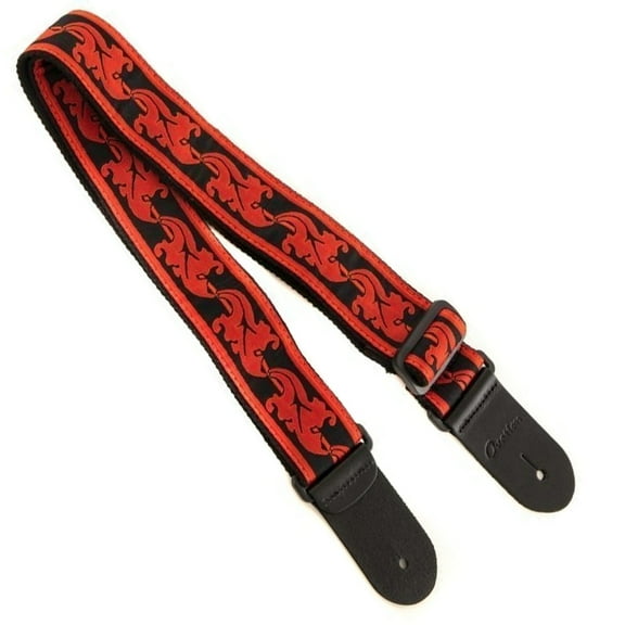 Ovation Guitar Nylon Strap Signature Leaf Ruby Red