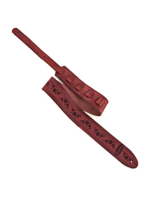 Guitar Premium Leather Strap Signature Epaulet Ruby Red