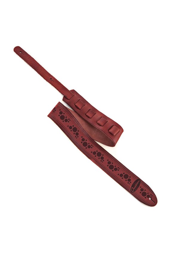 Guitar Premium Leather Strap Signature Epaulet Ruby Red