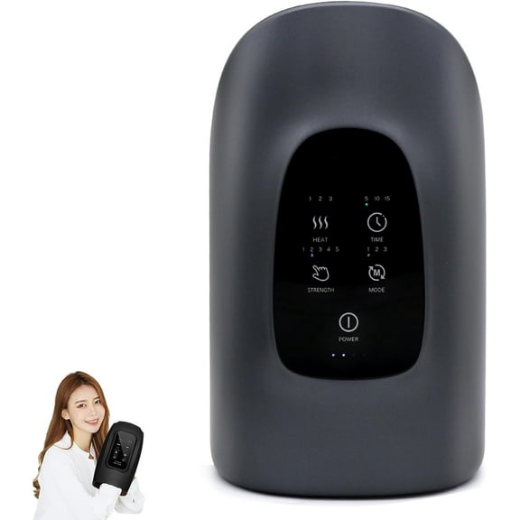 Ovawi Hand Massager, Hand Massager with Heat and Compression - Full-Hand and Wrist Coverage with Touchscreen & Palm Roller for Home, Office, Travel (Gray)
