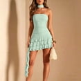 thumbnail image 1 of Ovbmpzd A-Line Women Summer Dresses Cocktail Green Ruffle Mini Dresses Sleeveless Casual Square Neckline Dresses Summer Dresses,S, 1 of 6
