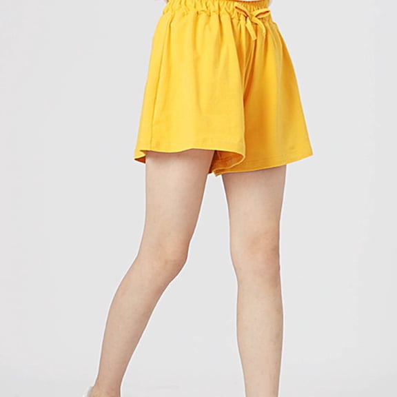 Ovbmpzd Baby Girl Shorts Cotton High Waisted Yellow Wide Leg Solid Drawstring Shorts Pants for Kids Boy 11 Years