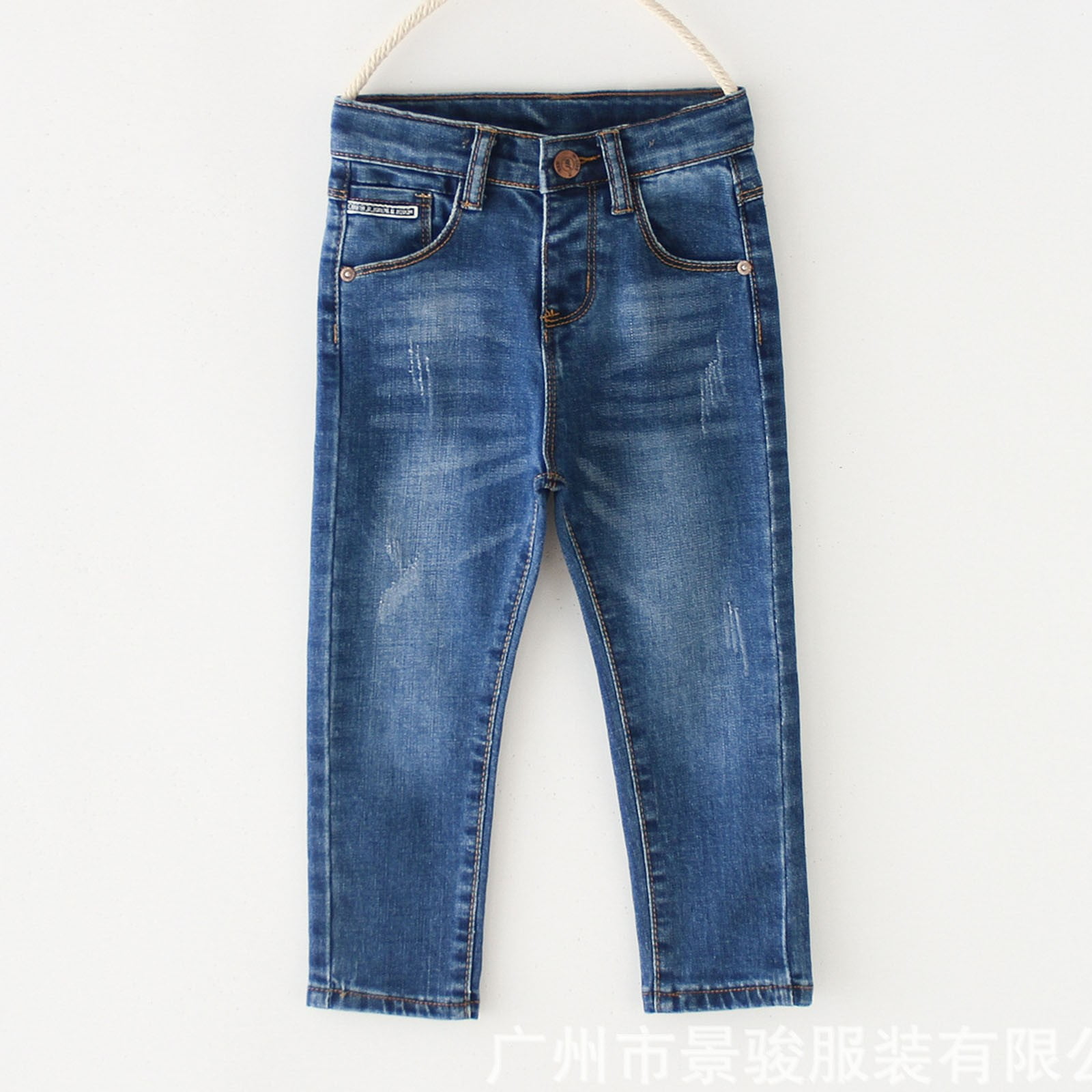 easyforever Kids Girls Star Printed Denim Trousers Elastic