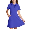 thumbnail image 1 of Ovbmpzd Big Girls Dresses School Clean Fit Blue Dresses Short Sleeves Casual Comfortable Dresses,14-15 Years, 1 of 6