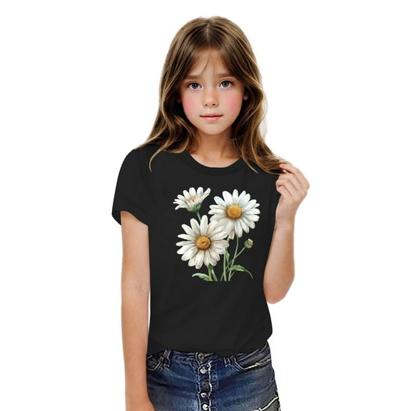 Ovbmpzd Black Tops for Toddler Boys Cotton Funny Floral Oversized Graphic Tees Shirts for Toddler Girls 3 Years