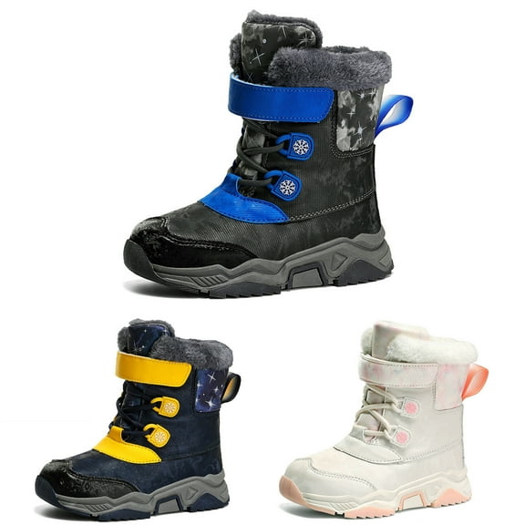 Ovbmpzd Blue Girls Snow Boots Boys Warm Lace Up Winter Leather Cold Weather Boots Boots for Girls Size 12