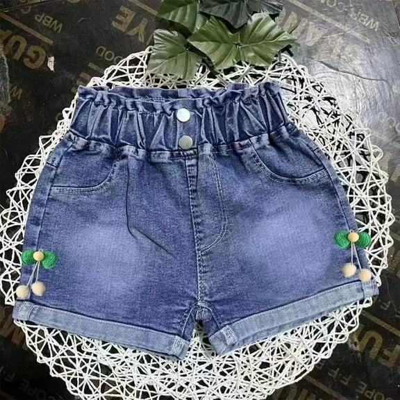 Ovbmpzd Blue Toddler Shorts Boys Cute Denim Roll Cuff Elastic Waist Jean Shorts Newborn Pants Girl 3 Years