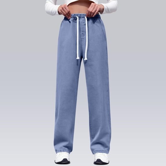 Ovbmpzd Womens Pants Stretchy High Waist Carpenter Regular Comfort Waist Casual Jeans Women Pants,S