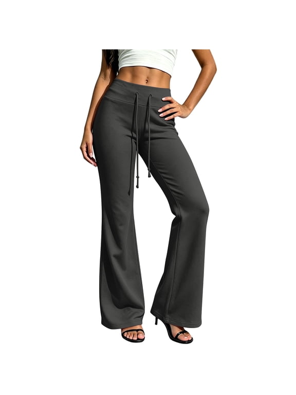 Bootcut Pants Yoga Flared High Wasited Petite Black Leggings Tummy Control Casual Leggings,S