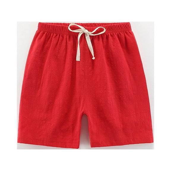 Ovbmpzd Casual Toddler Shorts Girls High Waisted Red Drawstring Solid Shorts Baby Girl Pants 7-8Years