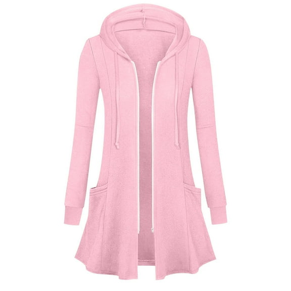 Ovbmpzd Casual Womens Fall Jackets 2025 Zip Up Hooded Pink Petite Tunic Long Sleeve Jackets Women's Winter Coats L