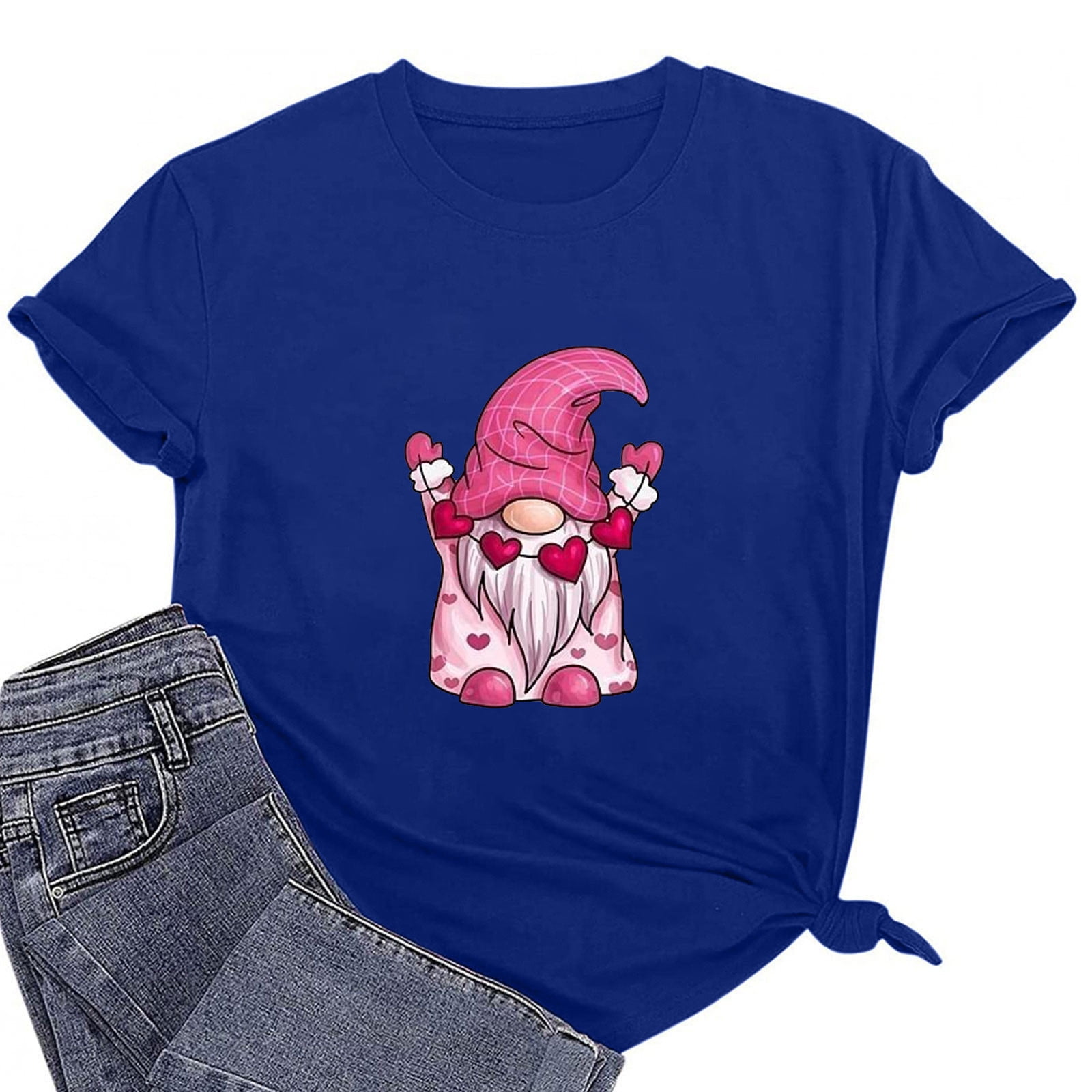 Ovbmpzd Christmas Heart Tops for Women Valentines Day Outfits Short