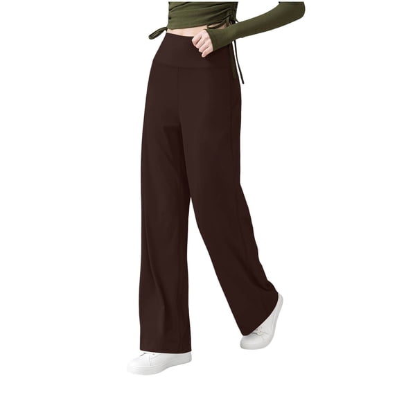 Ovbmpzd Coffee Women Yoga Pants Wide-Leg High Wasited Dress Petite Leggings Casual Tummy Control Leggings,L