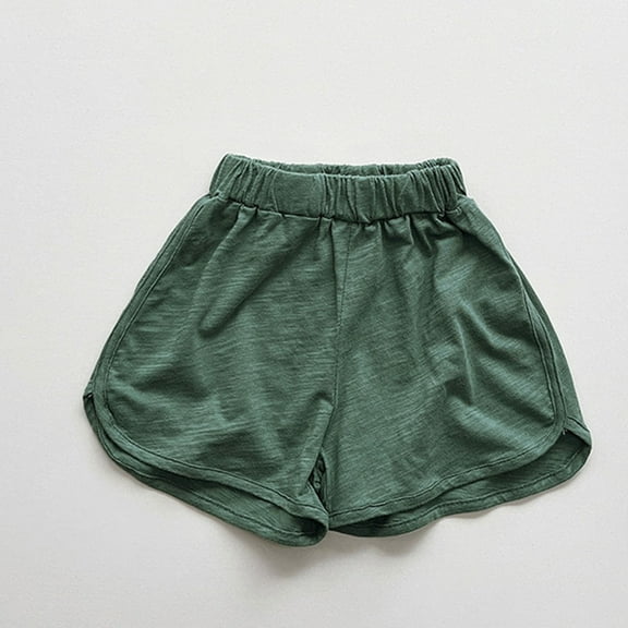 Ovbmpzd Cotton Shorts for Girls Yoga Green Sports Elastic Waist Solid Shorts Girls' Leggings 4-5Years