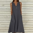 thumbnail image 1 of Ovbmpzd Dress Women Black Sleeveless Maxi Plus Size Cotton Linen Dress V Neck Dresses Dinner Dresses for Women 3XL, 1 of 5