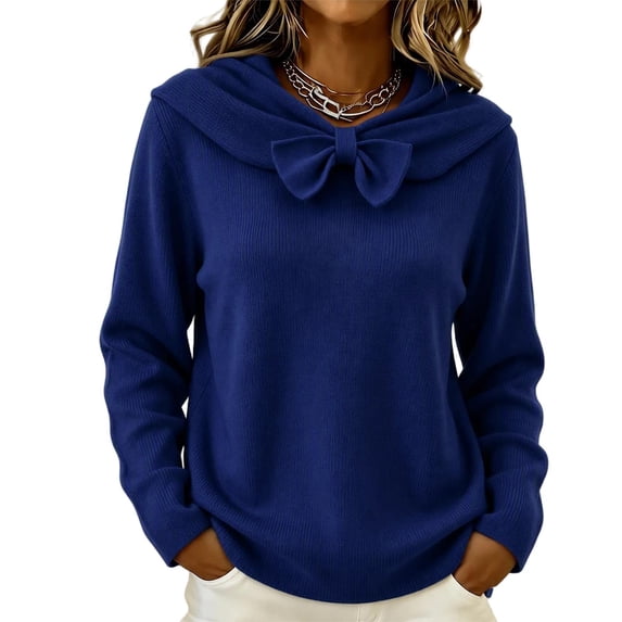 Ovbmpzd Fall Sweaters For Women Pullover Bow Plus Size Navy Sweaters Cowl Neck Long Sleeve Casual Tops,XXXXXL
