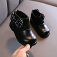 thumbnail image 1 of Ovbmpzd Fashion Toddler Girls Booties Little Kids Nylon Black Zipper Ankle Boots with Bow Girls Boots Size 3, 1 of 5