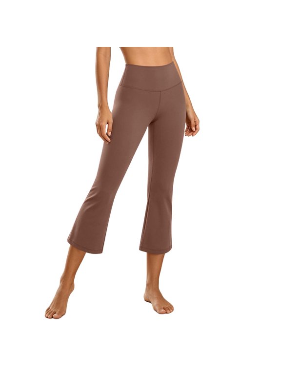 Flared Yoga Pants High Wasited Capri Brown Petite Leggings Tummy Control Casual Leggings,XXL