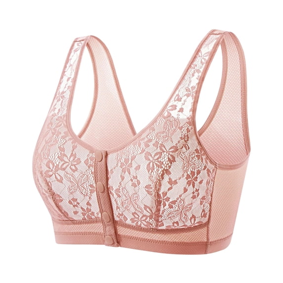 Ovbmpzd Front Closure Womens Everyday Underwire Bras Pink Breathable Underwear Bras Full Coverage Push Up Cami Bras Plus Size,XXXL