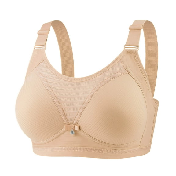 Ovbmpzd Full-Figure Bras for Women Wireless T-Shirt Push Up Bra Full Coverage No Underwire Beige Comfort Bra for Women