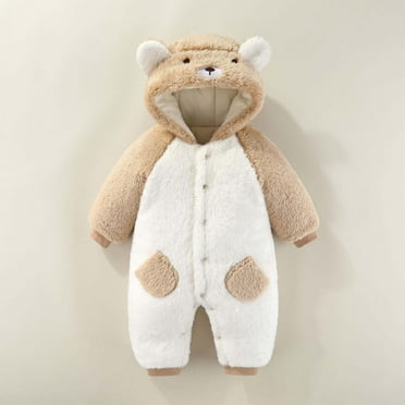 Ovbmpzd Full Zipper Bodysuit Baby Fleece Thickened Animal Warm Hooded Pajamas Preemie Onesies Boy 0 Months