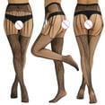 thumbnail image 1 of Ovbmpzd Garter Tight Women Fishnet Sheer Black Pantyhose Nude Seamless Suspender Leggings Tights for Women, 1 of 5