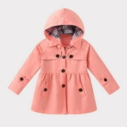 Ovbmpzd Girls Jackets Size 10-14 Toddler Buttons Windproof Windbreaker Coat Elastic Waist Detachable Hooded Tops