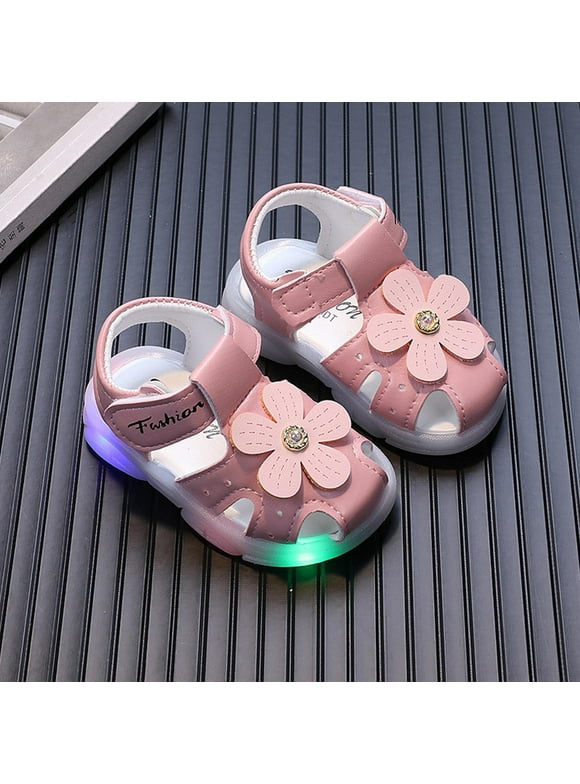 Girls Sandals Flower Flat Closed Toe Summer Sandals with Strap Beach Water Pool Shoes for Little Big Kid