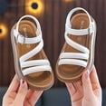 thumbnail image 1 of Ovbmpzd Girls Sandals Size 9 White Beach Summer Flat Open Toe Sandals Adjustable Straps Water Holiday Shoes for Little Big Kid, 1 of 3