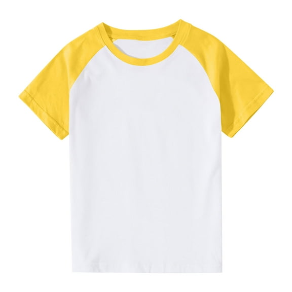 Ovbmpzd Girls' Tops, Tees & Blouses Comfort Yellow Cotton Casual Colorblock Tops Toddler Girls Shirts for Boys 13 Years