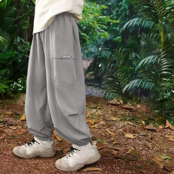 Ovbmpzd Gray Pants for Boys Cargo Wide Leg Silk Jogger Baggy School Plus Size Pants Kids Pants Size 15