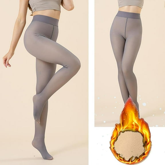 Ovbmpzd Gray Tight Women Plus Size Fleece Lined Fake Sheer Pantyhose Winter Thermal Warm Thick Leggings Tights for Women