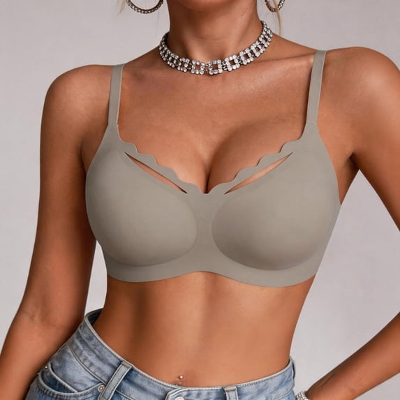Ovbmpzd Gray Womens Everyday Wireless Bras for Women Seamless Push Up Supportive Jelly Bras Breathable Comfortable No Underwire Bras,S