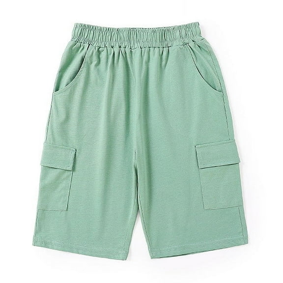Ovbmpzd Green Baby Girl Shorts Cotton Cargo Elastic Waist Pockets Solid Capris Teen Sweatpants Boys 4 Years
