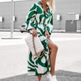 thumbnail image 1 of Ovbmpzd Green Fall Dresses for Women Long Sleeves Pocketed Maxi A-Line Dresses V Neck Casual Dresses, 1 of 6